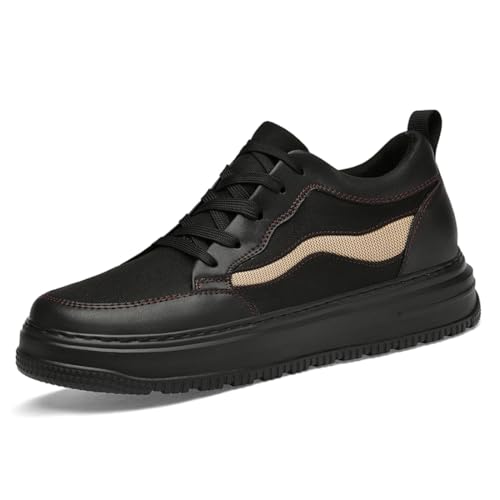 VIBLiSS Unsichtbare Höhensteigernde Aufzugsschuhe für Männer, leichte Schnür-Fashion-Hidden-Höhensteigernde Freizeitschuhe für das Gehen,7cm Black,41 EU von VIBLiSS