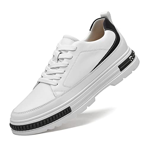 VIBLiSS Unsichtbare Schuhe Zur Erhöhung Der Körpergröße Für Herren, 3,14 Zoll Größere Leder-Aufzugsschuhe, rutschfeste Leder-Wanderschuhe,White 8cm,39 EU von VIBLiSS