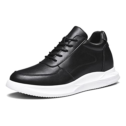 VIBLiSS Unsichtbare Schuhe Zur Erhöhung Der Körpergröße Für Herren, Weiße Elevator-Sportschuhe, rutschfeste Business-Büro-Turnschuhe, 3,14 Zoll Größer,Black 8cm,41 EU von VIBLiSS