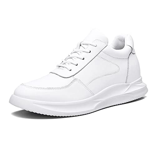 VIBLiSS Unsichtbare Schuhe Zur Erhöhung Der Körpergröße Für Herren, Weiße Elevator-Sportschuhe, rutschfeste Business-Büro-Turnschuhe, 3,14 Zoll Größer,White 8cm,39 EU von VIBLiSS