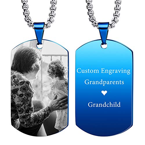 VIBOOS Custom Dog Tag Anhänger Halskette Gravur Datum/Text/Bilder Edelstahl personalisierte Halskette für Männer Frauen Jungen Mädchen Bundle mit Verstellbarer Kette, Schlüsselbund, Schalldämpfer. von VIBOOS