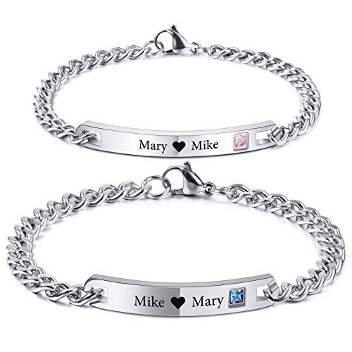 VIBOOS Personalisiertes Armband Gravierter Name Datum Für Frauen Männer Freund Freundin Paare Benutzerdefinierte Fußkette Mit Verstellbaren Handgefertigten Geflochtenen Seilen Edelstahl Tag Liebhaber von VIBOOS