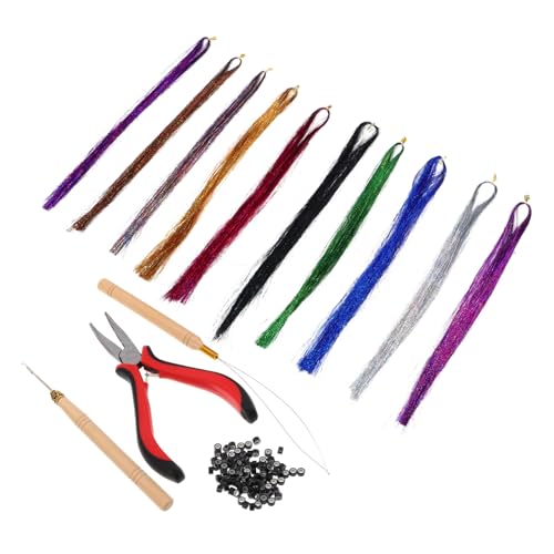 1 Satz Farben Glitzer Haarsträhnen für Funkelnde Haarverlängerungen für Partys Cosplay und Besondere Anlässe Einfaches Anbringen mit Häkelnadel und Microringen von VICASKY
