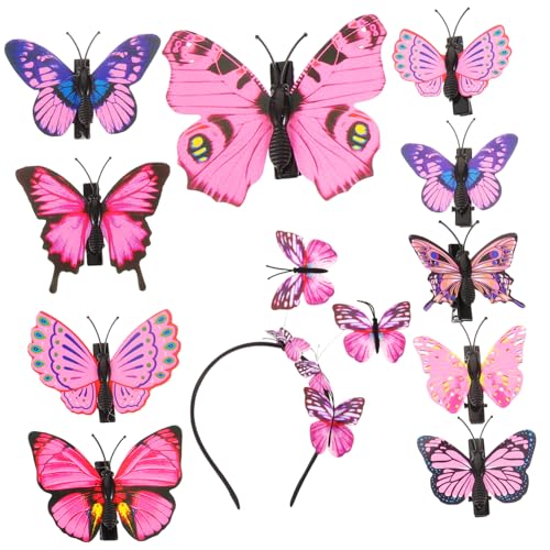 11Stücke Schmetterlinge Haarspangen mit Stirnband Dekorative Kopfbedeckung für Partys Hochzeiten und Festlichkeiten Haarklammern von VICASKY