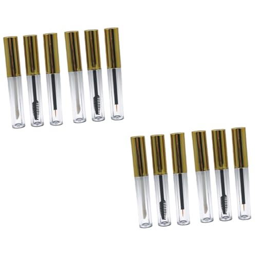 2 Sätze Leere Kosmetikflaschen Mit Goldenem Deckel Lip Gloss Eyeliner Und Wimpernbürste Für Makeup Und Beautyliebhaber 6 Stück * 2 von VICASKY