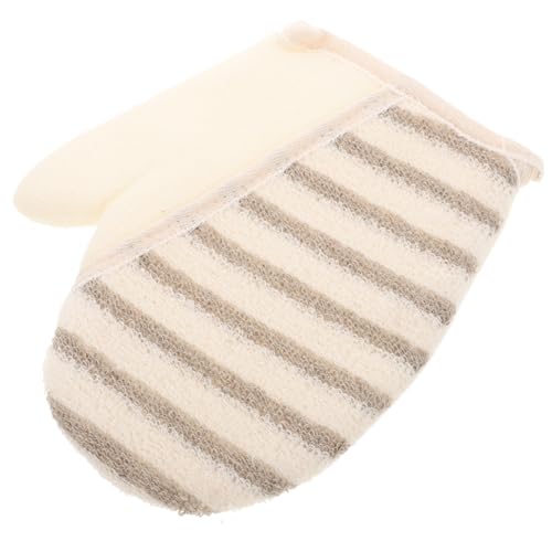 2 Stück Badetuch Peeling Körperwäscher für die Dusche Hautreinigungsmittel Hautscheuerhandschuh Fäustling zum Hautschrubben Dusche Mitten Duschwäscher für den Körper Flachs von VICASKY