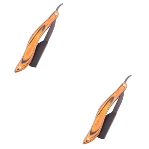 2 Stück Faltbarer Holzgriff Rasierer Tragbarer Manuelle Rasierer für Präzise Rasuren und Bartpflege für Zuhause und Reisen von VICASKY