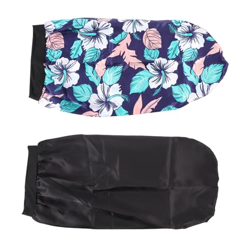 2 Stück Satin Schlafhaube für Damen Elastische Haar Schutzhaube Blätterdesign für Lange Lockige oder Haare Schützt vor Reibung und Hält das Haar Glatt von VICASKY