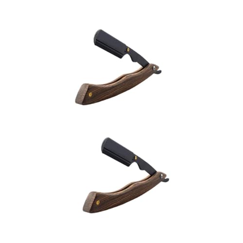 2 Stück Vintage Rasiermesser für Herren Rasierhobel mit Ergonomischem Holzgriff Präzises Barttrimmwerkzeug für Komfortables Rasieren und Pflege Multifunktionales Design Klingen von VICASKY