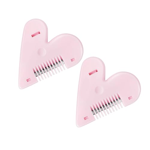 VICASKY 2stücke Herzförmiger Haarschnitt Kamm Praktisches Bang Trim Tool Für Frauen Tragbarer Kamm Aus Edelstahl Und Abs Rutschfester Haarschneider Für Fransige Frisuren Rosa Farbton von VICASKY