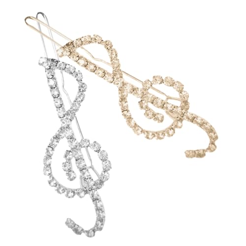 VICASKY 2 Stücke Glitzernde Haarspangen mit Musiknoten für Damen Strass Haarnadeln für Festliche Anlässe Haarschmuck Clips für von VICASKY