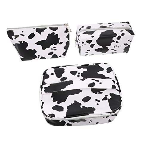 VICASKY Kosmetiktasche 3 Stück Große Aufbewahrung Tragbar für Damen Reise Kulturbeutel mit Kuhmuster von VICASKY