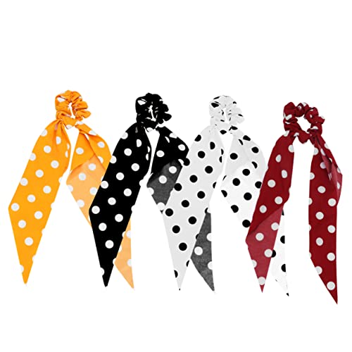 4 Stück Haarbands mit Elastische Scrunchies für Damen Stilvolle Pferdeschwanzhalter mit Schleifen Farben Zufällig für Festliche Anlässe Zufällige Farbe von VICASKY