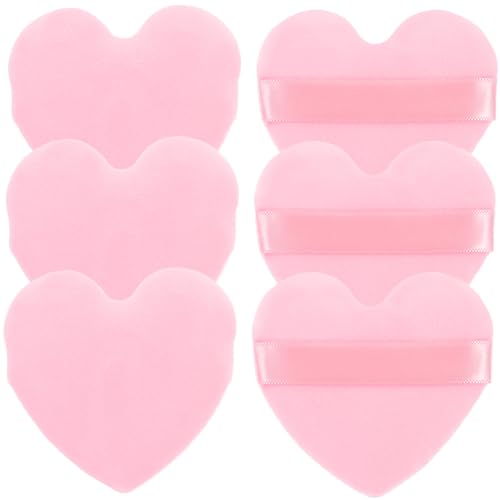 6Stücke Herzförmige Puderquasten für Gesicht Kleine Make Up für Foundation Concealer und Tägliches Make Up für Damen und Anfänger von VICASKY
