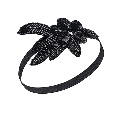 VICASKY Pailletten Stirnband Damen Schwarz Glitzerndes Haarband für Partys Geburtstage und Feste Haarschmuck für Frauen und Mädchen Leicht und Bequem Festliche Kopfbedeckung von VICASKY