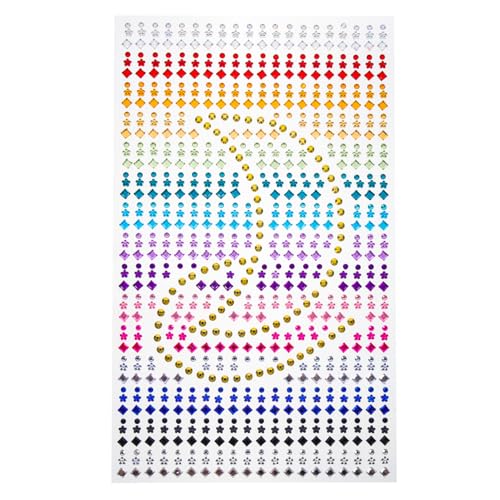 VICASKY 1 Blatt Gesichtsschmuck Aufkleber Selbstklebende Glitzersteine für Make Up Festivals Partys Cosplay Juwelen Leicht zu Entfernen Rückstände von VICASKY