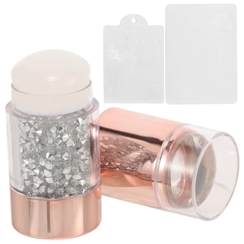 VICASKY 1 Satz Doppelköpfiges Siegelwerkzeug Nagel Maniküre Kunst Nagelstamper Gelee-Nagelstempel Französischer Maniküre-Stempel Maniküre-Zubehör Nagelstempelplatten Nagelschablone Plastik von VICASKY