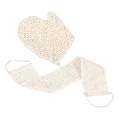 VICASKY 1 Satz Handschuhe schrubben Körperwaschhandschuhe Körperpeeling Duschwäscher für den Körper Badehandschuhe Handpeeling-Handschuh Duschhandschuhe für Damen Duschzubehör Flachs Beige von VICASKY