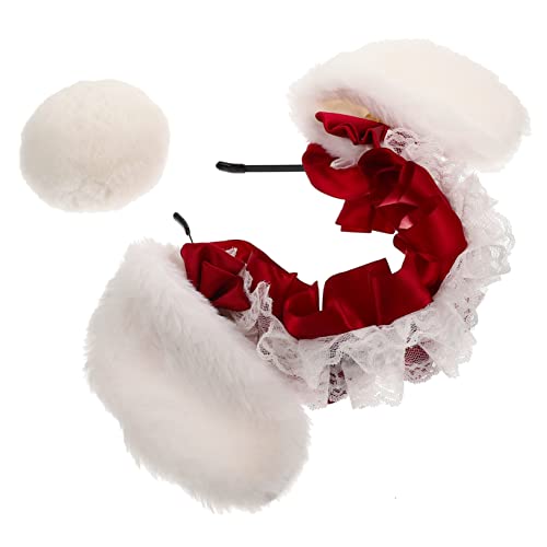 VICASKY 1 Satz Hasenohr Stirnband Hasenohren Stirnband Erwachsene Kostüm Für Hasenmädchen Hasenohren Und Cosplay Hasenkopfschmuck Pelziger Hasenschwanz Kaninchen Rotwein Schleife von VICASKY