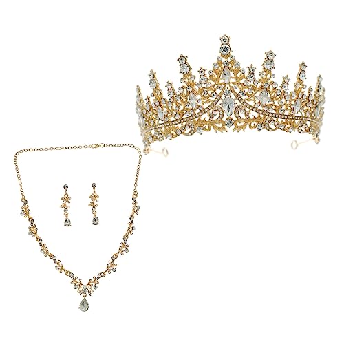 VICASKY 1 Satz Hochzeitsschmuckset für Damen Krone Ohrringe Halskette mit Kristallen Eleganter Schmuck für Braut Party Abschlussball und Besondere Anlässe Langlebiges Design von VICASKY