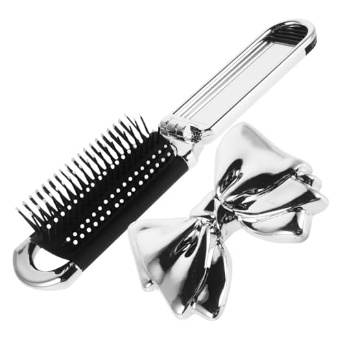 VICASKY 1 Satz Luftpolsterkamm Spiegel-Haarkämme Tragbare Taschenhaarbürste Kleine Haarbürste für die Handtasche Haarbürste mit Spiegel Reisebürste für Frauen Glas Silver von VICASKY