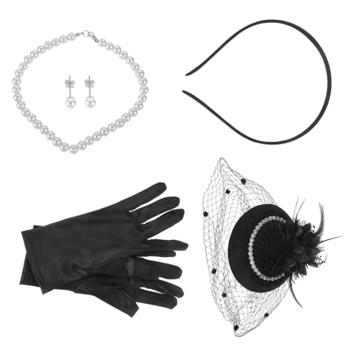 VICASKY Fascinator Stirnband Für Damen Mit Handschuhen Und Perlenschmuck Für Teeparty Accessoires Für Besondere Anlässe von VICASKY