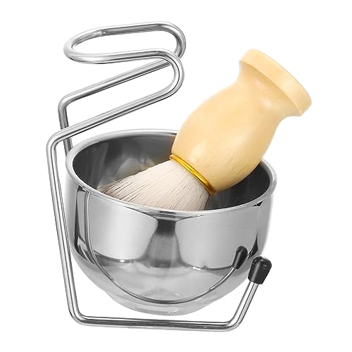 VICASKY 1 Satz Rostfreie Stahlschüssel -rack -set Bausätze Eber Männer Barbier Rasieren Borste Männliche Bartbürste Werkzeug Rasierpinsel Kunstfell von VICASKY