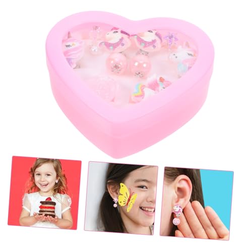 VICASKY 1 Schachtel Unicorn Clip Earrings für Mädchen Niedliche nicht Durchbohrte Ohrclips Hautfreundlich Sicher mit Herz Geschenkbox Festliches Schmuckset für Geburtstage und Partys von VICASKY