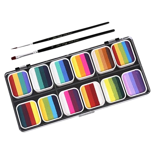 VICASKY 1 Set Bemaltes Pigmentset Pinsel Kits Gesichtsfarbe Auf Wasserbasis Halloween Farbe Mädchen Malset Gesichtsfarben Kit Bühnen Make Up Kit Gesichtsbemalung Gesichtsfarben von VICASKY