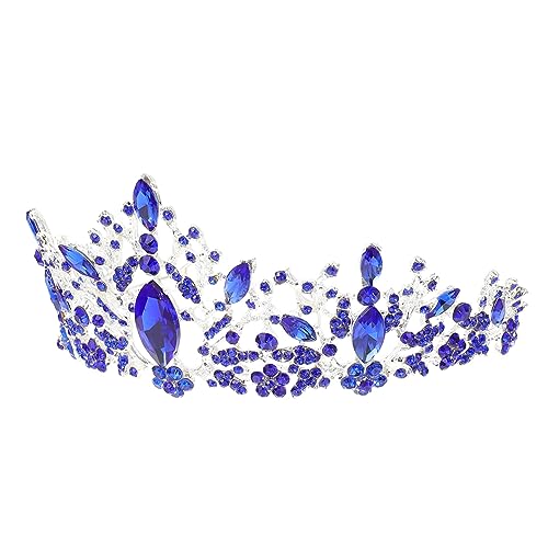 VICASKY 1 Stück Barocke Haarkrone für Damen Vintage Krone Haarschmuck für Hochzeit Tiara mit Funkelnden Details für Braut und Besondere Anlässe Blaues Design Klassischer Stil von VICASKY