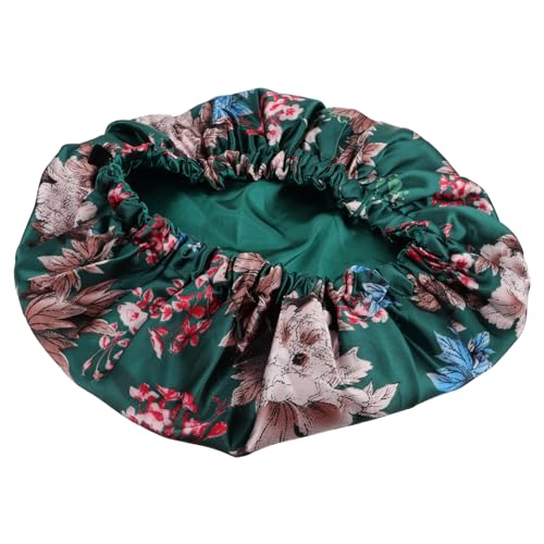 VICASKY Elastische Wasserdichte Duschhaube Für Damen Grüne Satinmütze Runde Schlafkappen Wiederverwendbare Haarhauben Zum Duschen Kochen Und Spa von VICASKY