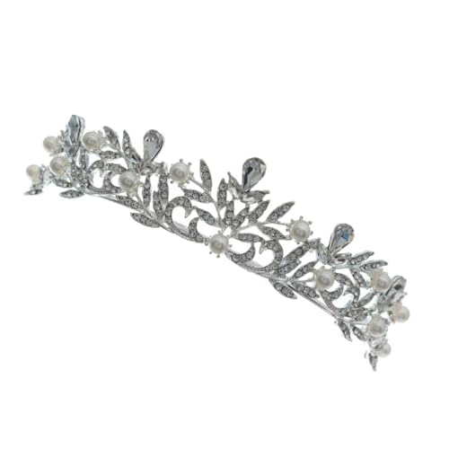 VICASKY 1 Stück Damen Rhinestone Krone Stirnband Haarschmuck für Hochzeiten Partys und Besondere Anlässe Perlenkrone aus Hochwertigem Legierungsmaterial Silber von VICASKY