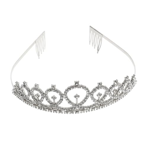 VICASKY 1 Stück Geburtstagskrone Tiara Kopfschmuck kleines Mädchen Diademe für Frauen Braut Haarzubehör mit hochzeitsdeko Braut Haarband Brautstirnband für Hochzeit Legierung Silber von VICASKY