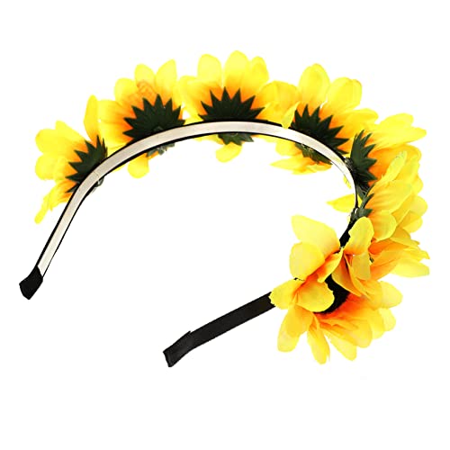 VICASKY 1 Stück Kranz Stirnband Brautkopfbedeckung Blumengirlande Gänseblümchen Sonnenblumen-haarkranz Floraler Haarreif Haarband Stirnband Braut Kopfbedeckung von VICASKY