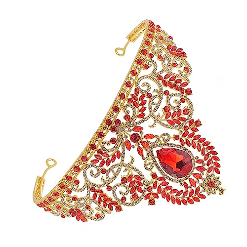 VICASKY 1 Stück Retro Barockkrone Brautkopfbedeckung Kopfbedeckung Für Frauen Brautkopfschmuck Für Die Hochzeit Barocker Stil Hochzeit Braut Tiara Barocke Krone Promkronen Tiara-krone Rot von VICASKY