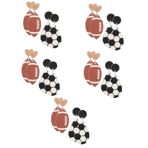 VICASKY 10 Paare Sport Ohrringe Damen Fußball Rugby Anhänger Ohrringe Dangle Ohrschmuck für Frauen und Mädchen Leichte Ohrhänger in Bunten Farben Geeignet für Unabhängigkeitstag und von VICASKY