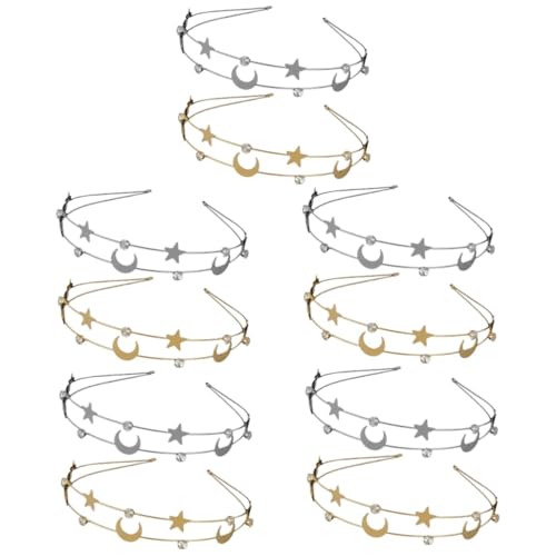 VICASKY 10 Stck. Damen Braut Haarreif mit Strass Stern und Monddesign Langlebiges Legierungs Material Funkelnder Hochzeitsschmuck für Festliche Anlässe und Hochzeitsgäste von VICASKY