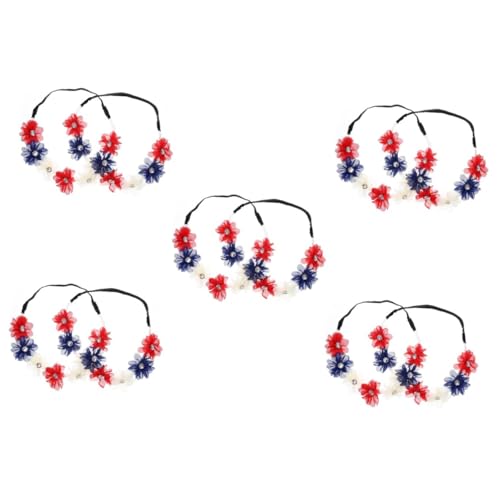 VICASKY 10 Stck. Elastisches Party Stirnbänder mit Patriotischem Blumenmotiv Bequeme Kopfbedeckung für Unabhängigkeitstag Patriotische Feier und Alltag Langlebiges Stoffmaterial Vielseitig von VICASKY