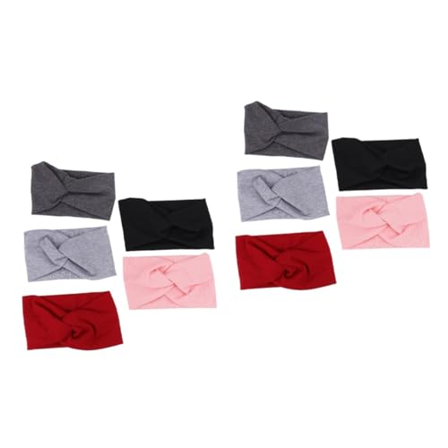 VICASKY 10 Stck. Teiliges Haarband Elastisch Cross Hair Stirnband in Schwarz Dunkelgrau Hellgrau Weinrot für Mädchen Vielseitig Modisch Langlebig von VICASKY