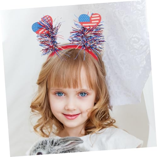 VICASKY 10 Stck. Teiliges Of July Haarbänder mit Weißen Sternen Herzförmige Stirnbänder Amerikanische Flagge Muster Robustes Material für Unabhängigkeitstag Veteranenfeiern Patriotische von VICASKY