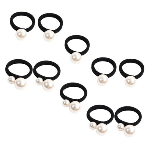 VICASKY 10 Stk. Perle Haargummi perlenhaarreif Haargummis für Mädchen Pferdeschwanz Doppelperlen-Haargummi Perlenhaargummi für Mädchen Haarschmuck für Frauen Haarperlen Gummiband von VICASKY