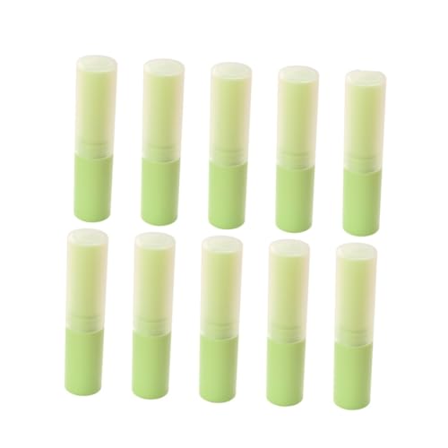VICASKY 10 Stück Lippenbalsam Behälter Grün Leere Kunststoff Lip Balm Tubes mit Kappen Wiederbefüllbare Kosmetikdosen für DIY Lippenpflege und Lipgloss Aufbewahrung Handliche für Damen von VICASKY