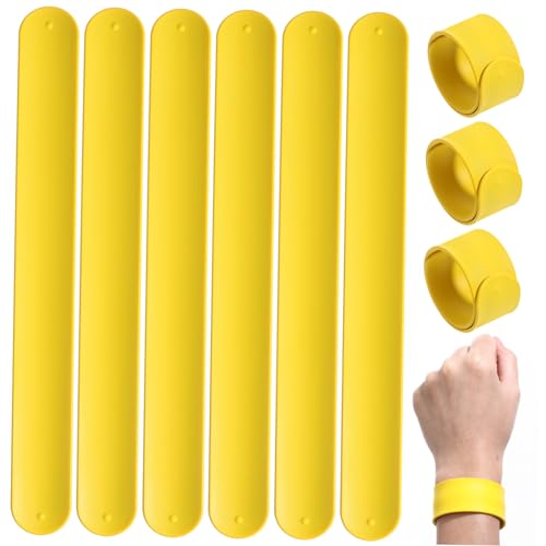 VICASKY 10 Stück Silikon Slap Armbänder für Elastische Handgelenkarmbänder Gelb Partys Geburtstagsgeschenke und Feiern Hochwertige und Hautfreundliche Materialien von VICASKY