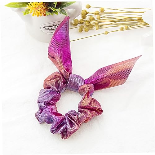 VICASKY 10 Stück Teiliges Haargummis mit Goldstempel Elastische Haarbänder mit Hasenohren Design Vielseitige Ponytail Halter für Frauen und Mädchen Gemischte Farben Wie Blau Gelb Grün von VICASKY