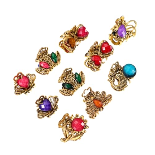 VICASKY 10 Stück Teiliges Mini Haarklammer Kleine Vintage Haarkralle aus Modischem Legierungs Acryl Rutschfeste Klammern mit Starkem Griff für Damen und Mädchen Vielseitig für Alltag und von VICASKY