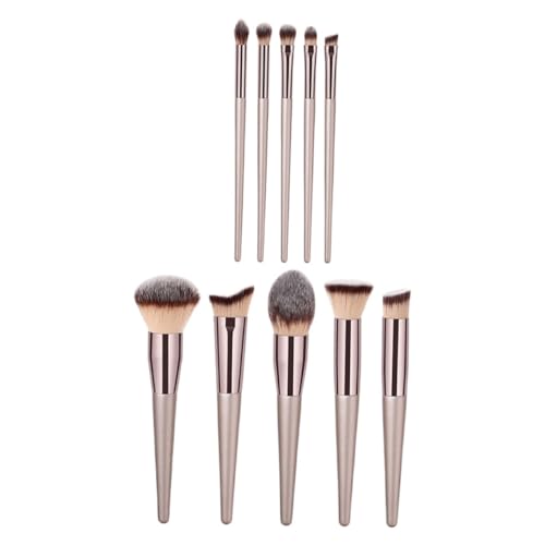 VICASKY 10 Stück Teiliges Schminkpinsel Nylonhaare Langlebig und Weich Stilvolles Goldfarbenes Design Vielseitig für Foundation Lidschatten und Concealer Einfach zu Reinigen für Damen von VICASKY
