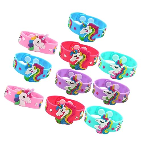 VICASKY 10 Stück Teiliges Silikon Armbänder mit Einhorn Design für Kindergeburtstagsfeiern Handgelenk Armbänder für Jungen und Fröhliche Party Zubehörteile Zufällige Muster von VICASKY
