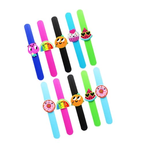 VICASKY 10stücke Silikon-schnapparmbänder Mit Frucht-design Schlagarmbänder Zum Bunte Armbänder Für Kinderpartygeschenke Lustige Geschenke Und Sortiert von VICASKY