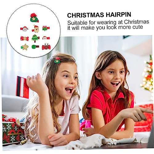 VICASKY 10 Stück Teiliges Weihnachts Haarschmuck Set Cartoon Haarspangen mit Glocken Festliche Haarklammern für Mädchen Party Cosplay Alltag von VICASKY