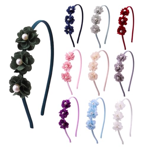 VICASKY 10stücke Junge Mädchen Stirnband Mit Blumen Chiffon Und Perlen Bunte Blumenhaaraccessoires Für Partys Und Für Mädchen Und Junge von VICASKY